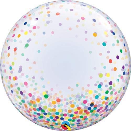 COLORFUL CONFETTI DOTS CLEAR BUBBLE BALLOON - 24 INCH